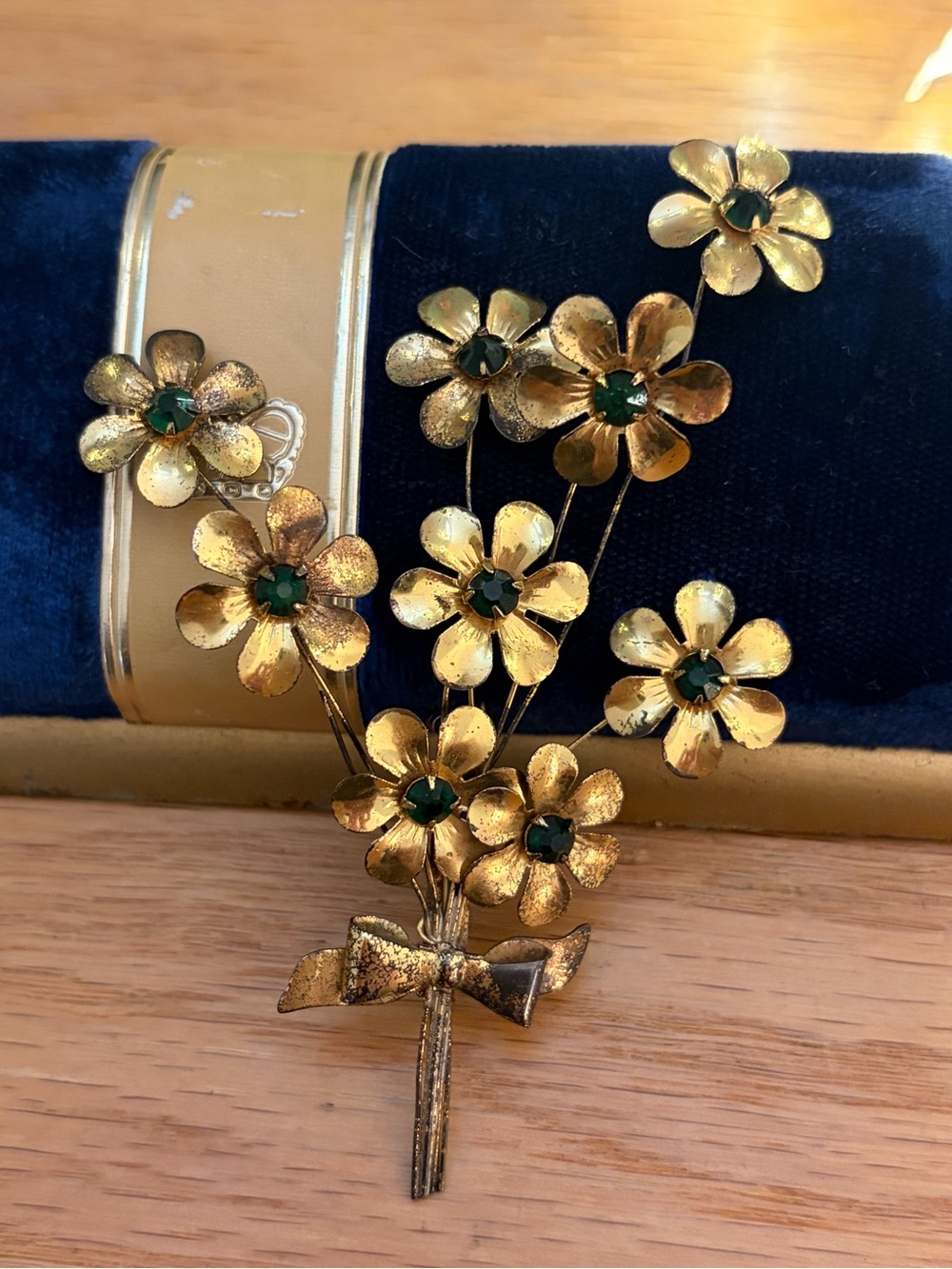 ✨ Stunning Vintage 1940s Sterling Silver Gold Vermeil Flower Bouquet Brooch ✨